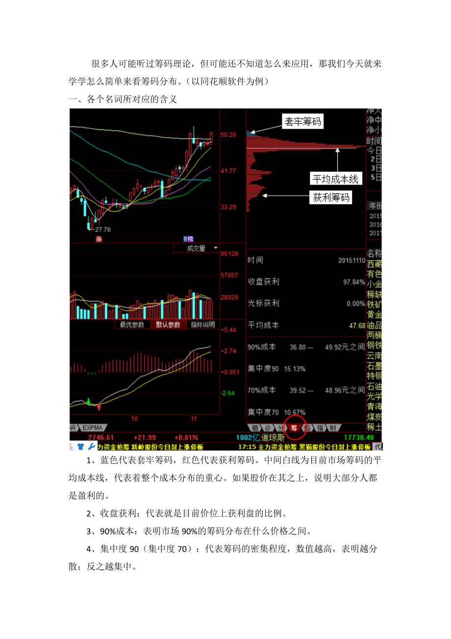 手机版筹码分布指标分析通达信系统自带移动筹码分布指标